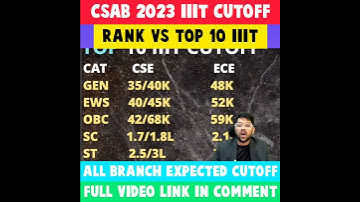 CSAB 2023 IIIT CUTOFF | RANK VS TOP 10 IIIT | ALL BRANCH EXPECTED CUTOFF #shorts #csab2023