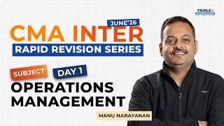 CMA Inter June ' 26 Rapid Revision Series | Day - 1 | Operations Management | Manu Narayanan