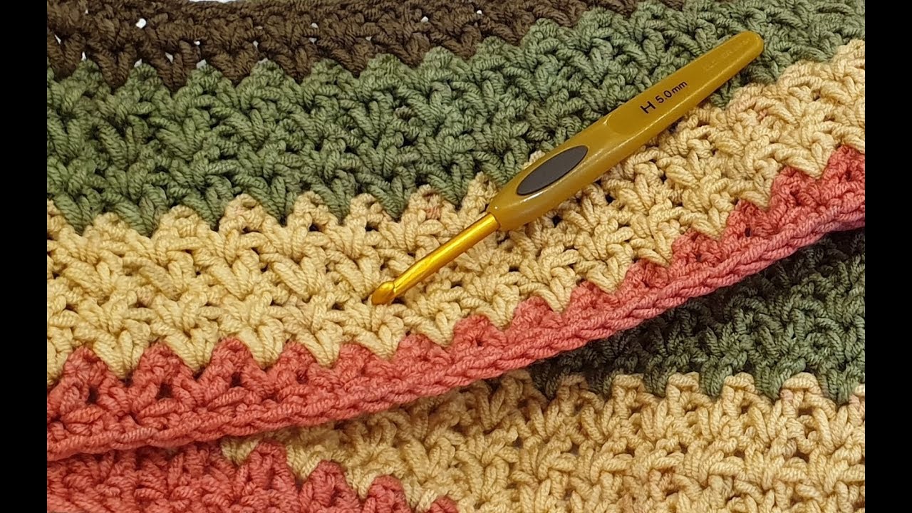 Double Crochet V-Stitch Blanket Border - Part 2 - YouTube