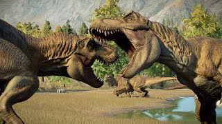 ALL LARGE & MEDIUM CARNIVORE & HERBIVORE DINOSAURS BATTLE - Jurassic World Evolution 2