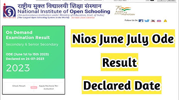 Nios June July Ode Result Declared Date | Task Is Helping (NIOS) #nios #exam #result