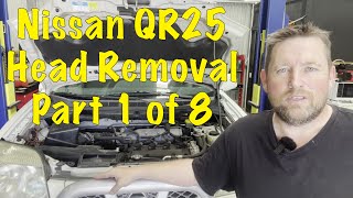 Nissan XTrail Head Gasket Replacement  Removal Part 1 of 8. QR25 Cylinder Head