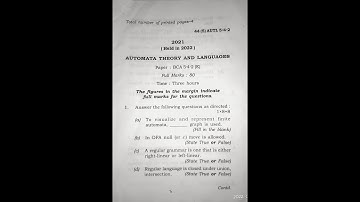 Automata theory and languages 2021 question paper || 2021 BCA question paper ||