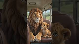 LION AND BABY LION, Concentrations is key while on the ride...Keep your eyes on the road, son."