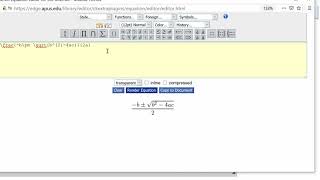 More Equation Editor Tips    Example Quadratic Formula