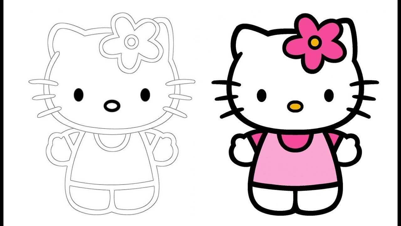 كيفية رسم هلو كيتى خطوة بخطوة للاطفال How to draw HELLO KITTY step by step