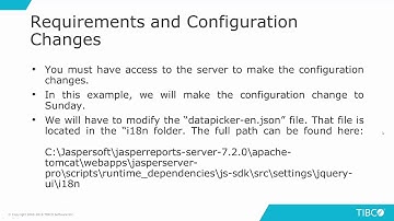 How to configure first day in Date Picker in TIBCO JasperReports Server 7.2.x
