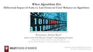When Algorithms Err: Differential Impact of Early vs. Late Errors on Users' Reliance on Algorithms