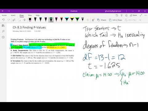 Math150 Ch 8.3 Exercise 5 Finding a P Value with StatDisk