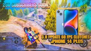 BGMI 3.0 UPDATE 60 FPS CLUTCHES 💥 IPHONE 14 PLUS PUBG/BGMI TEST AND GAMEPLAY #quickrushop