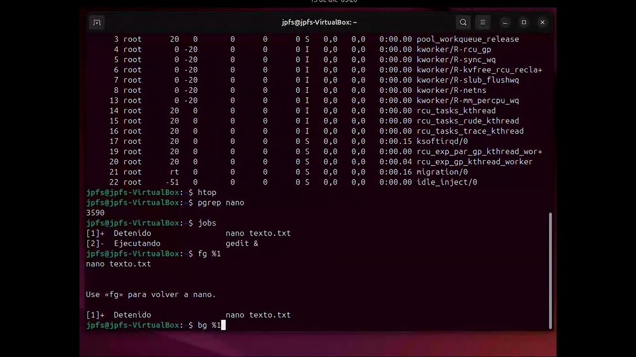 Administracion de procesos en linux ubuntu
