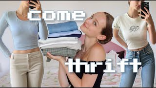 Thrift with me in Prague + TRY-ON thrift haul!