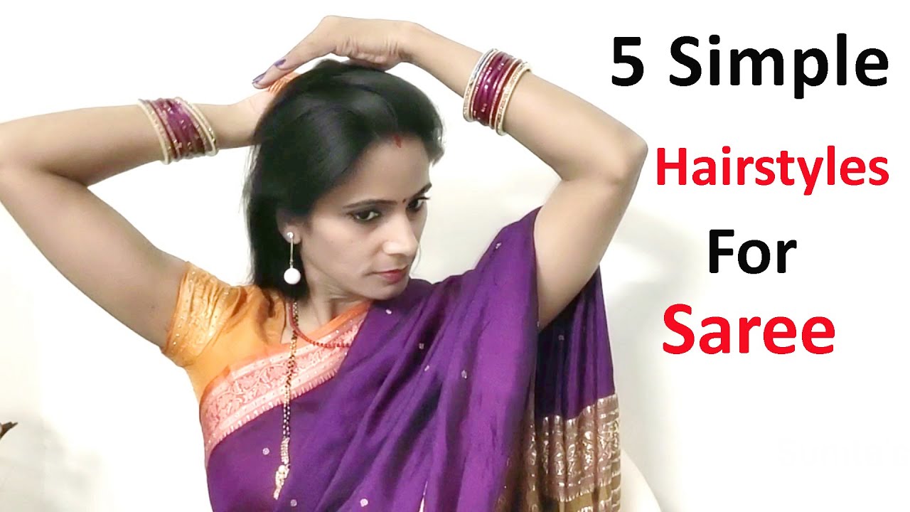 5 Everyday Hairstyles For Saree Open Hairstyle With Saree Easy  5 Everyday Hairstyles For Saree Open Hairstyle With Saree Easy