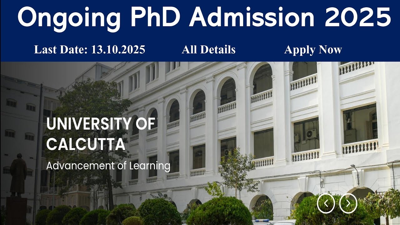 Ongoing PhD Admission 2025 // Calcutta University // West Bengal PhD ...