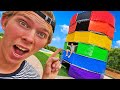 OVERNIGHT in 100 Layer Rainbow Duct Tape 6 Story HOUSE!