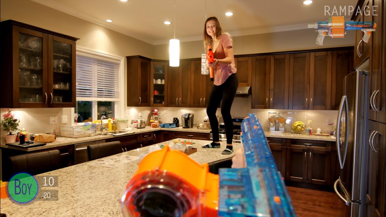 nerf war first person shooter 9 Nerf War: BOY vs GIRL | First Person Shooter in 4K!