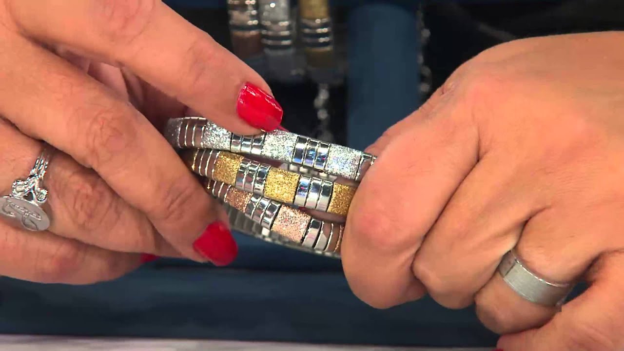 Steel by Design Set of 3 Glitter Bracelets with Antonella Nester