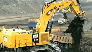 Excavator Caterpillar 6915B  Working On Huge Coal Mining Area  Sotiriadis