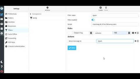 Roundcube create Spam Filter