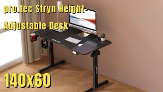 Pro.tec Stryn Height-Adjustable Gaming Carbon Desk 140X60