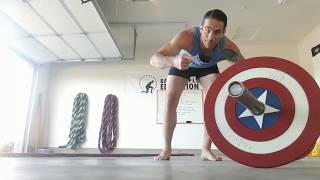 Bilateral and Contralateral Strength Workout with Barbell and Battle Rope