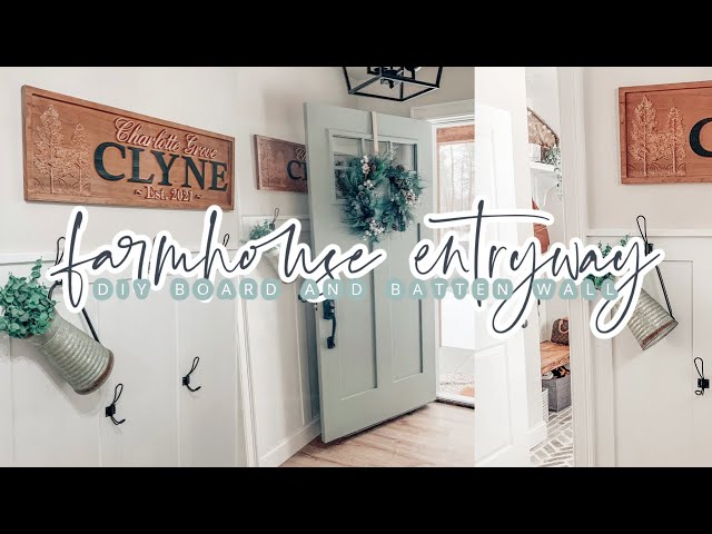 DIY Board and Batten Entryway Wall with Beadboard - Our Ivy Farmhouse