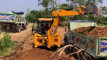 Loading / Leveling Soil In Tripper Dump (JCB Backhoe Video 2023)
