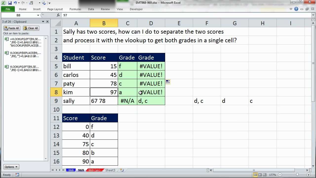 Worksheets Vlookup Multiple Sheets Excel 2003 excel magic trick 969 vlookup 2 items from one cell return to different cell