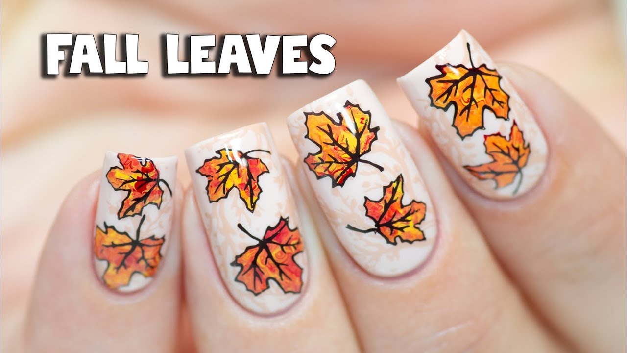 HOW TO LAYER STAMPING - Fall Leaves Nail Art - YouTube