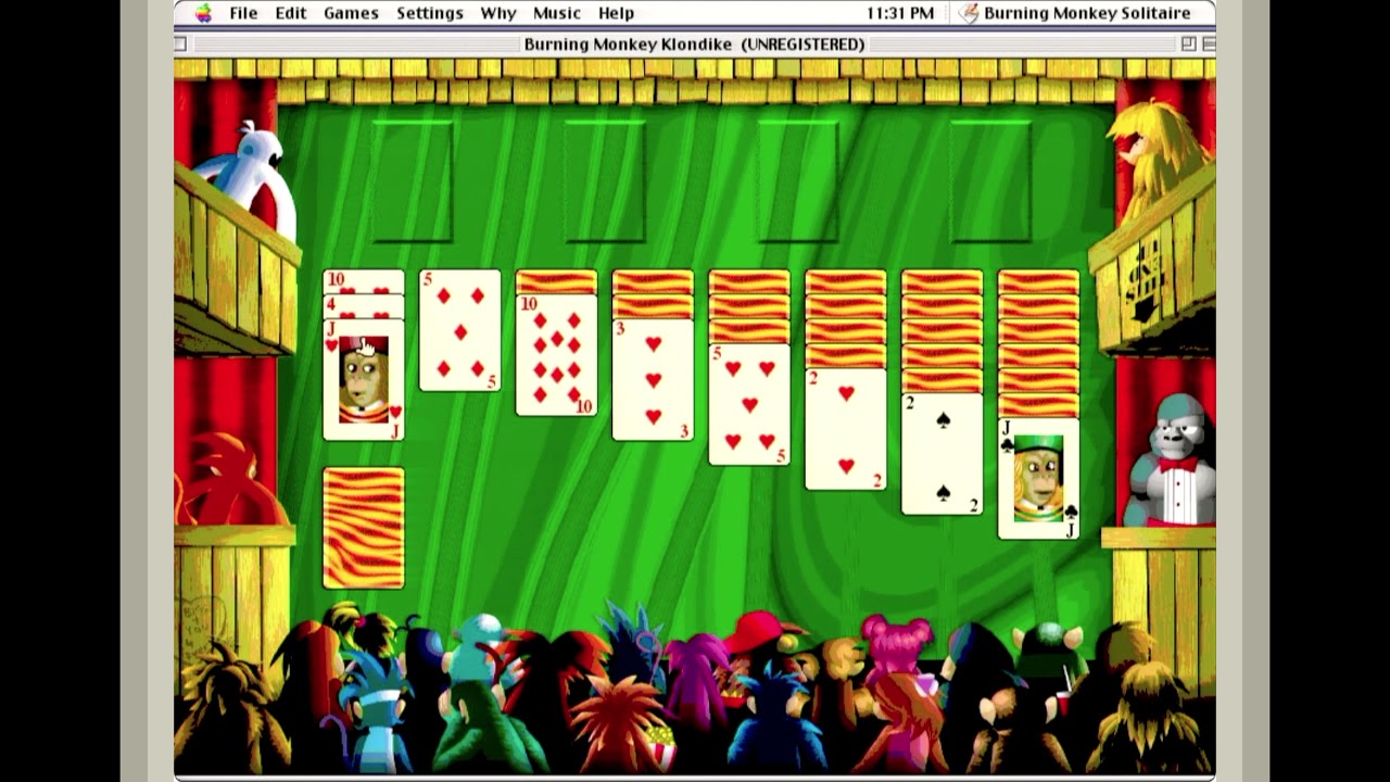 Burning Monkey Solitaire (2002) on Classic Macintosh