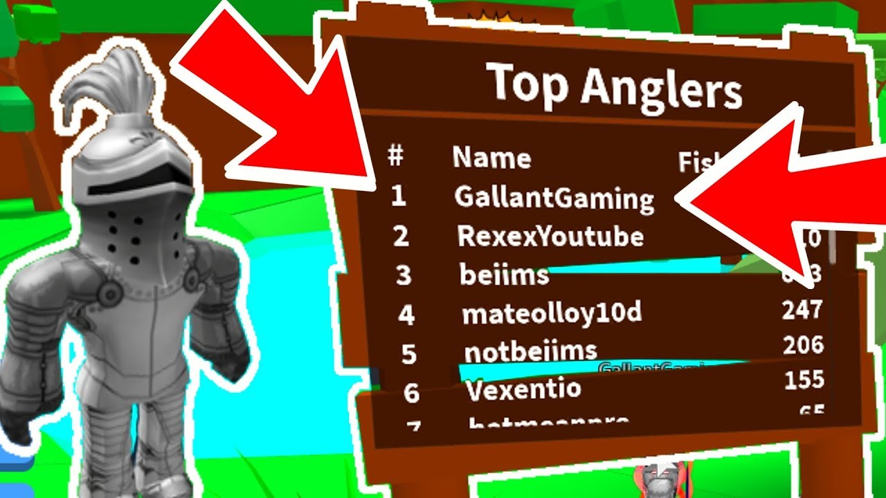 Getting First Place On The Leader Board In Fishing Simulator Roblox - 