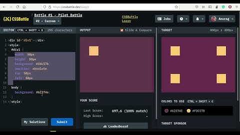CSSBattle, Battle #1 Pilot Battle, #2 Carrom