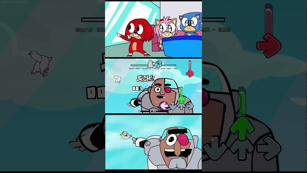 Look a Birdie But Tail, Sonic vs 2D Animation Parody - FNF Mobiles Cyborg Meme Mods