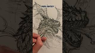 Dark fantasy #drawing #sketch #dragon #music #draw