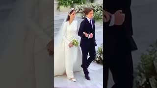 Royal Bridal Entrance Rajwa Al Saif In Elie Saab Designer Gown. Groom:crown Prince Hussein Of Jordan Resimi