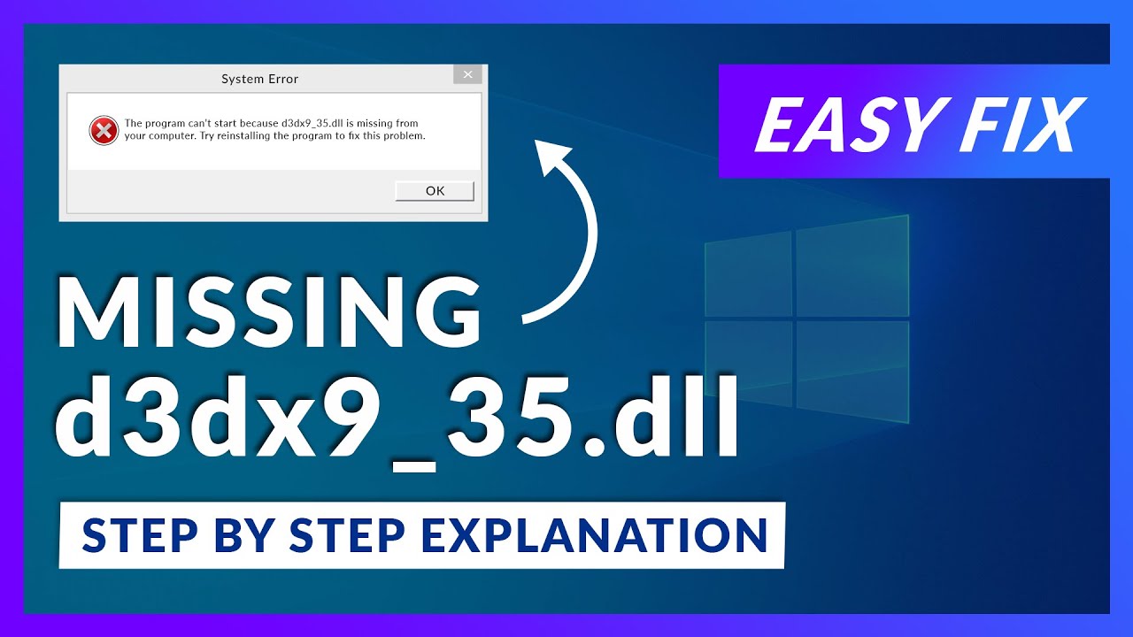 because d3dx9_35 dll was not found at reinstalling every application