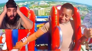 😳😳! his girlfriend fell off the roller coaster.. REACTION