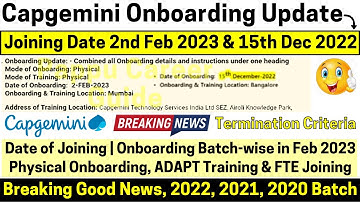 Good News, Capgemini Onboarding Update 2022-2020 Batch Joining in Phases DOJ: 2nd Feb