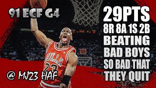 Michael Jordan Highlights vs Pistons (1991 ECF Game 4) - 29pts, BEATING BAD BOYS so Bad THEY QUIT!