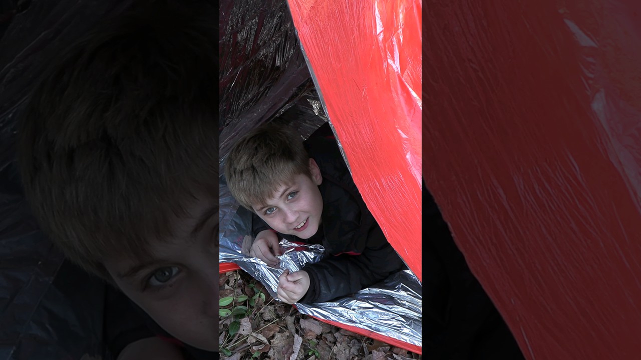 Kid SURVIVES in the Woods using an SOL Emergency Tent