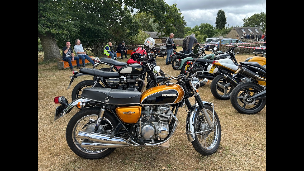 Classic Honda CB550 Four at Heage windmill show plus Vincent