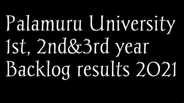 Palamuru University degree 1st,2nd&3rd year results 2021|PU UG YWS results@DegreeYoutubechannel