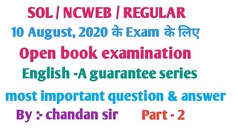 Guarantee series part - 2 || English -A || most important question & answer for examination || OBE