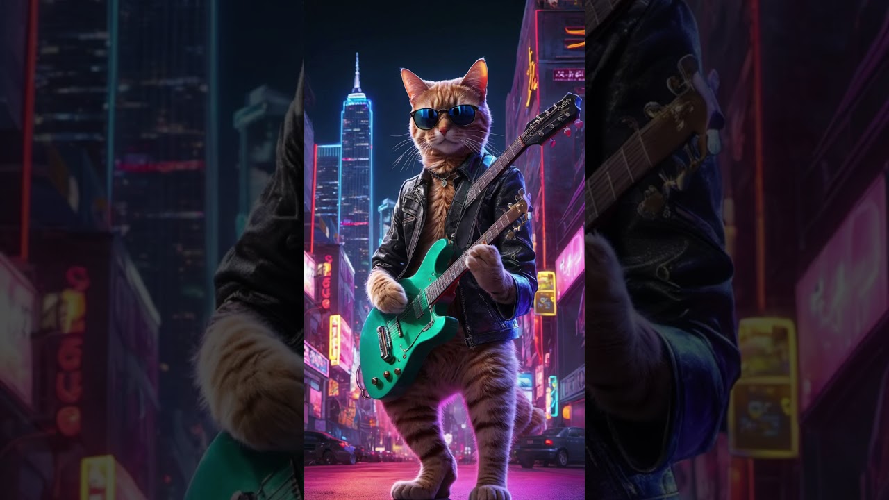 Cool cats under the neon lights.