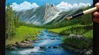 How to paint this landscape,mountain and river?|Oil Painting|Time Lapse|MA68