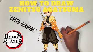 Speed Drawing Zenitsu Agatsuma - (Kimetsu No Yaiba / Demon Slayer ) -   - Claudio_F_ Art