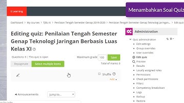 Menambahkan Quiz dan Enroll User | Panduan E Learning Moodle