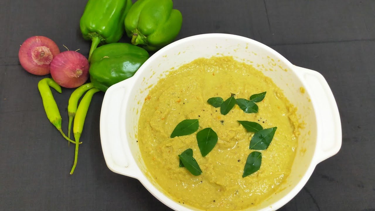 Capsicum onion chutney reciepe in Tamil/kudamilagai vengaya chutney