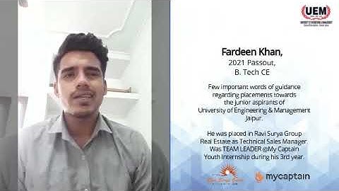 Placement Guidance | Fardeen Khan | CE, 2021 | UEM Jaipur | Ravi Surya Group