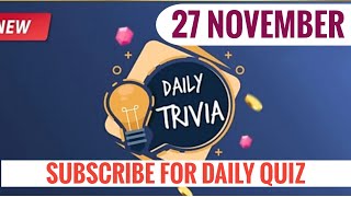 Flipkart Daily Trivia Quiz Answers | Win Gift Vouchers, Gems | 27 November 2020